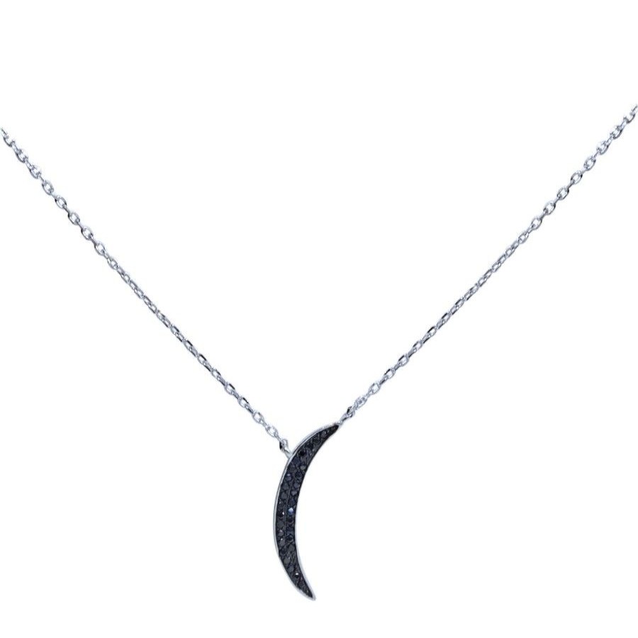 Joyas De Plata BLACK Collares Con Circon | Collar Luna Con Micro Circon