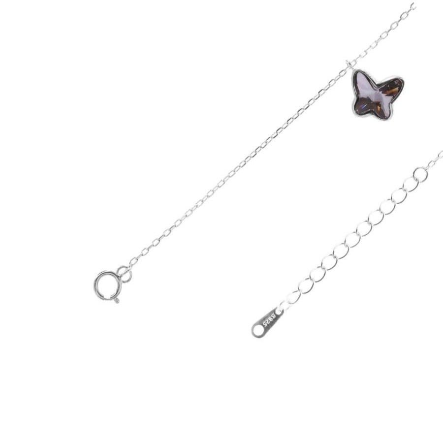 Joyas De Plata Marca DJOYAS | Pulsera De Plata 925 Swarovski Elements Mariposa Humo