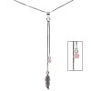 Joyas De Plata DistribuidoraDeJoyas.cl Collares Con Circon | Collar Pluma Colgante Circon Rosa