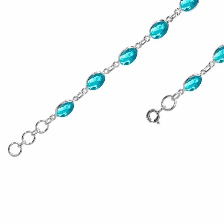 Joyas De Plata Marca DJOYAS Pulsera Con Piedra | Pulsera Con Piedra Agua Marina Plata 925