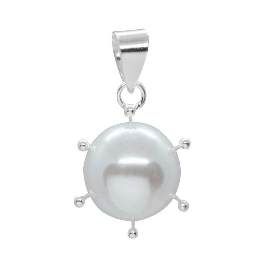 Joyas De Plata Marca DJOYAS Colgantes Lapidado | Colgante De Plata 925 Perla Con Pistilo 10 Mm