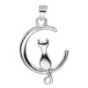 Joyas De Plata Marca DJOYAS Colgante Plata Lisa | Colgante De Plata 925 Gato De La Luna