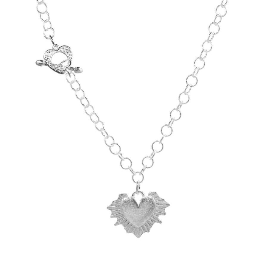 Joyas Enchapadas Marca DJOYAS | Collar Enchapado En Plata Placa Corazon Con Broche Tiffany