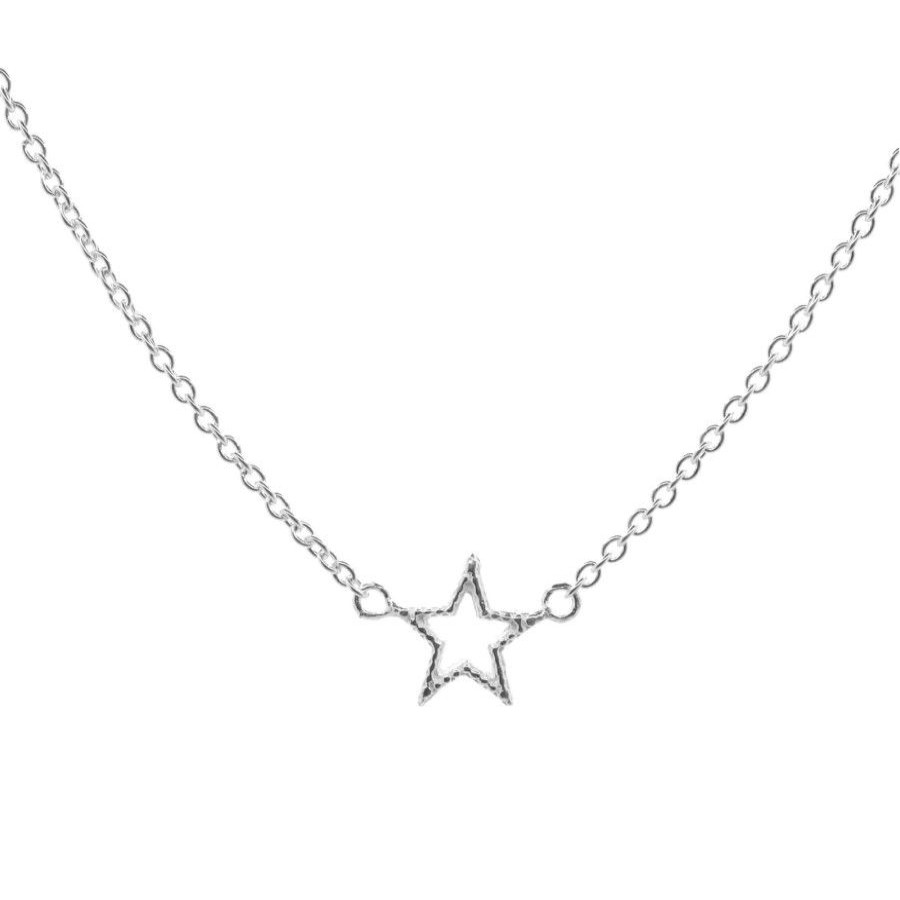 Joyas De Plata Marca DJOYAS Collares De Plata | Collar De Plata 925 Pequena Estrella Abierta Choker