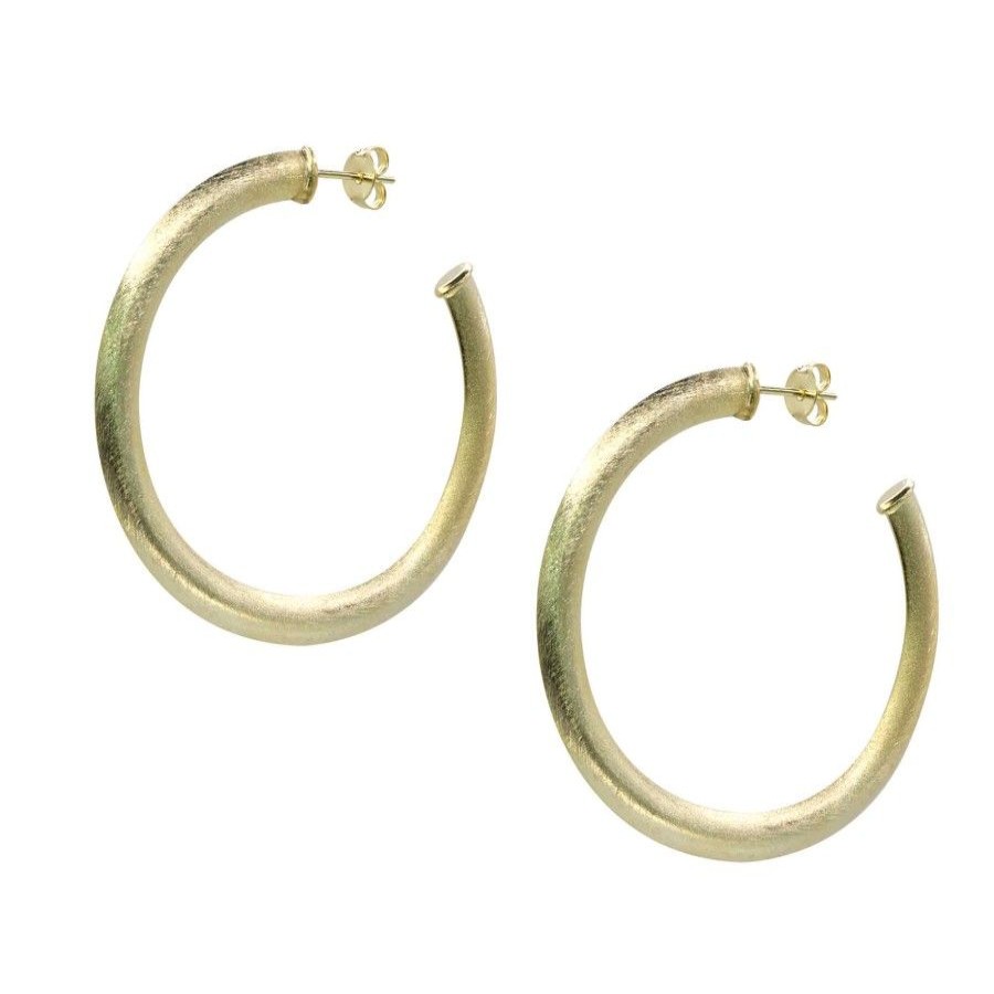 Joyas Enchapadas Marca DJOYAS Enchapado En Oro | Aros Enchapados En Oro Borde Punta 48 Mm