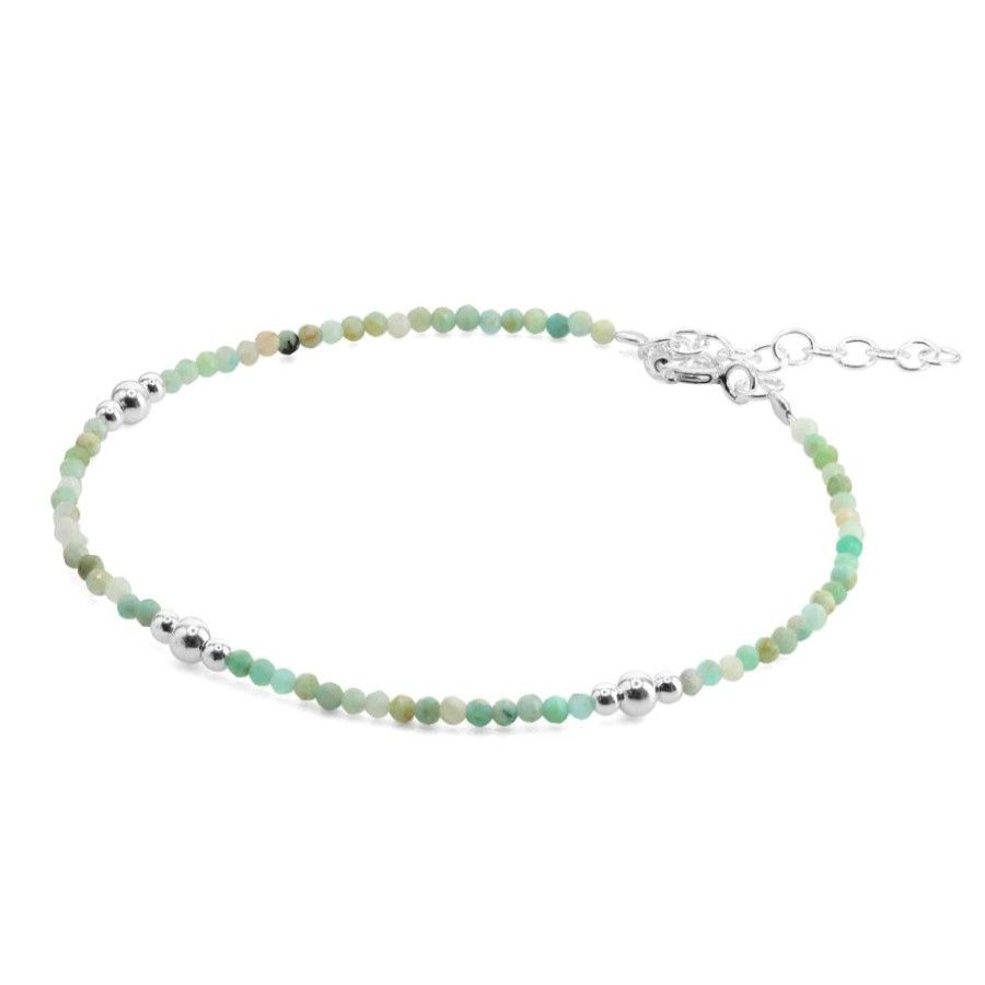 Joyas De Plata Piedras Naturales Pulsera Con Piedra | Pulsera De Plata 925 Esferas Con Agatas Verdes