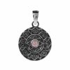 Joyas De Plata Marca DJOYAS Colgante Piedra Natural | Colgante De Plata 925 Medalla De Loto Con Cuarzo Rosa