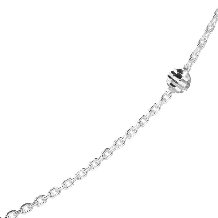 Joyas De Plata Marca DJOYAS | Cadena De Plata 925 Eslabones Con Esferas Grabadas 40 Cm