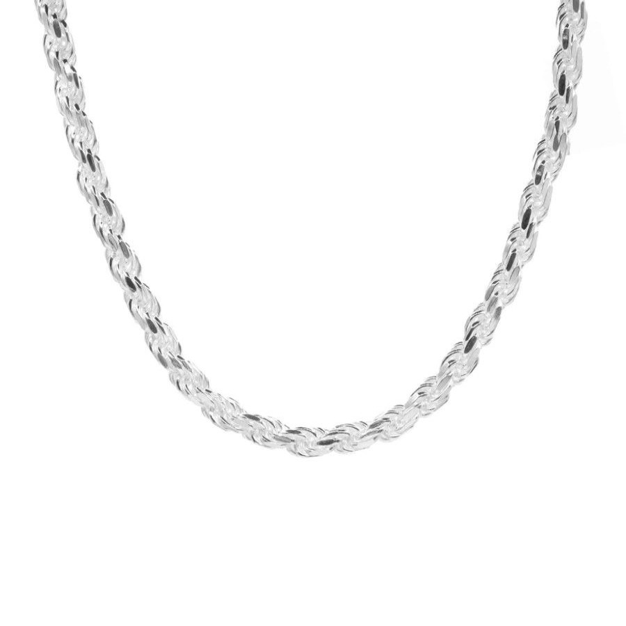 Joyas De Plata Marca DJOYAS Cadenas De Plata De Hombre | Cadena De Plata 925 Diseno Turbillon 60 Cm 5 Mm