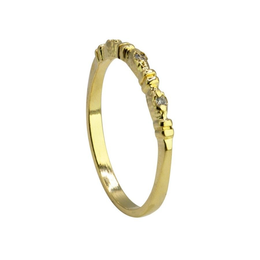 Joyas Enchapadas BLACK | Anillo Enchapado En Oro Sencillo Con Circones