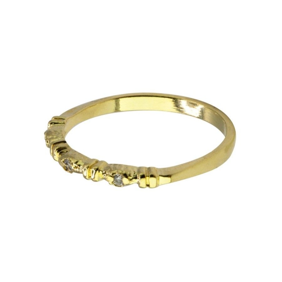 Joyas Enchapadas BLACK | Anillo Enchapado En Oro Sencillo Con Circones