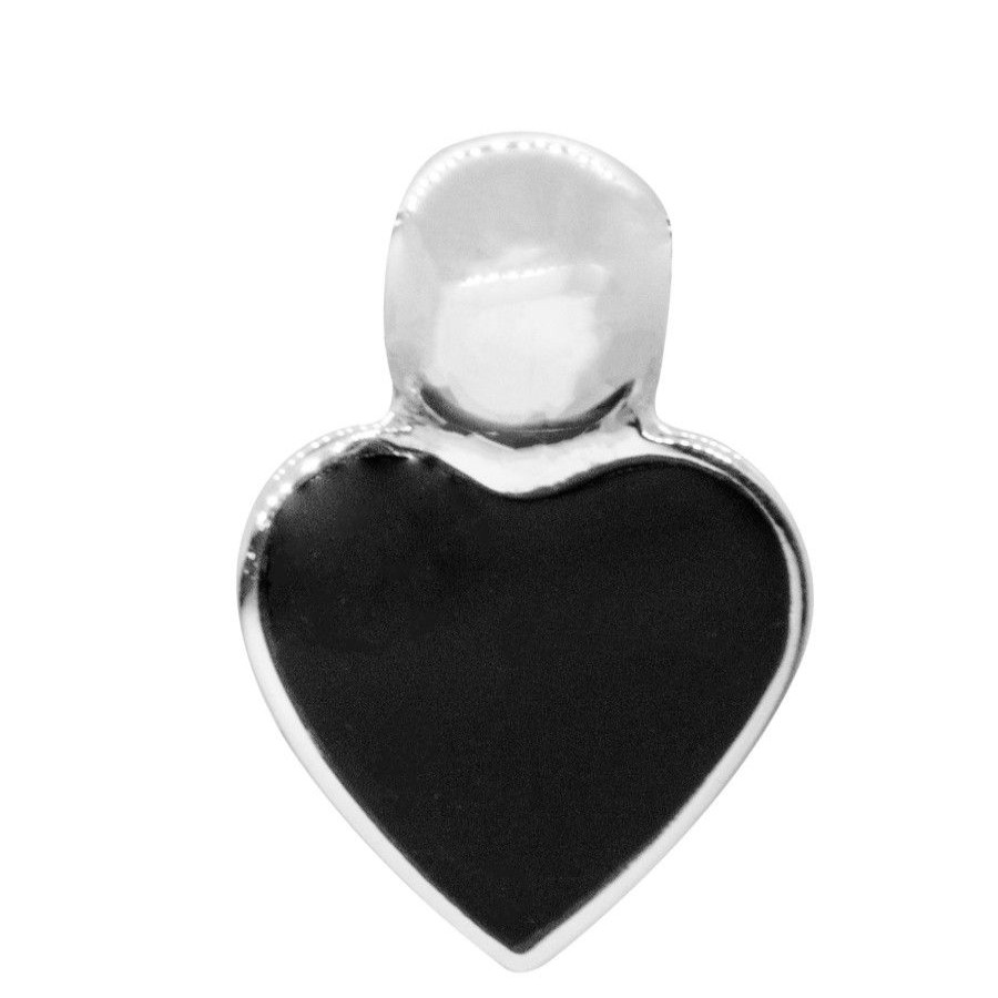 Joyas De Plata BLACK Colgantes Lapidado | Colgante De Plata 925 Corazon Onix