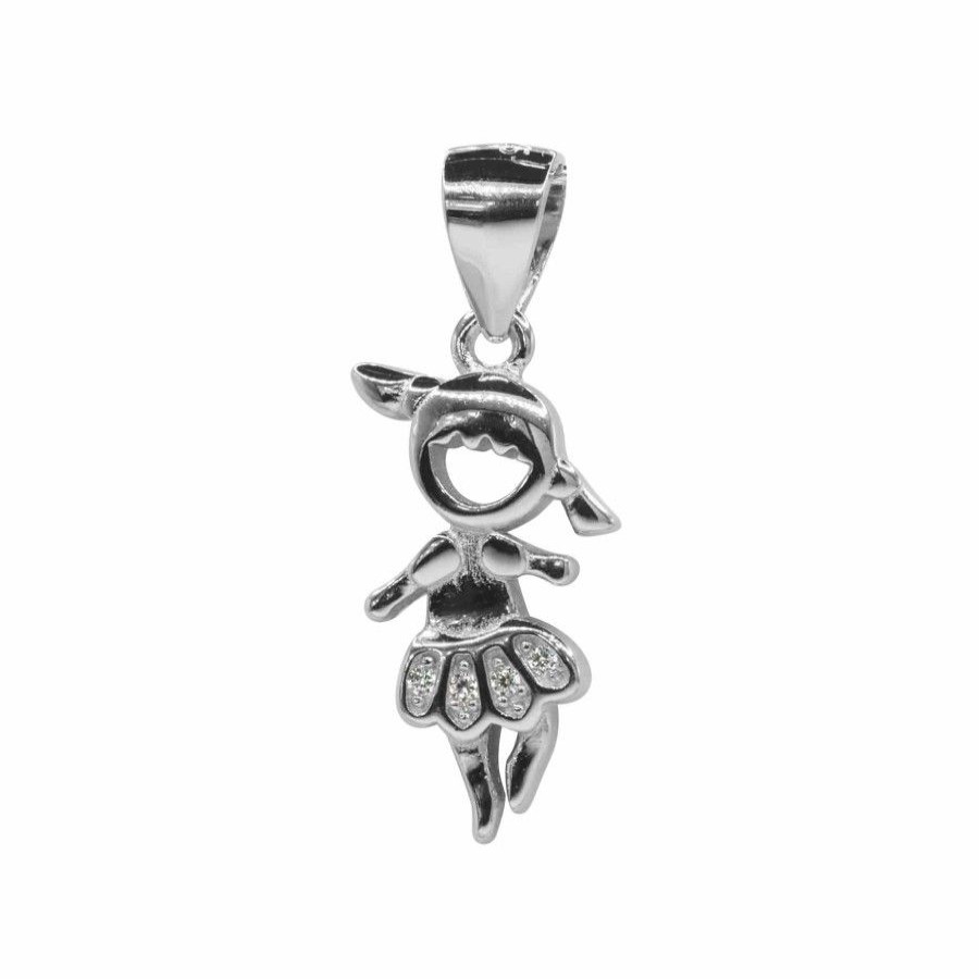 Joyas De Plata Marca DJOYAS Colgante Circon | Colgante De Plata 925 Pequena Nina Con Circones