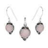 Joyas De Plata Piedras Naturales | Conjunto De Plata 925 Modelo Caliz Con Piedra De Cuarzo Rosa