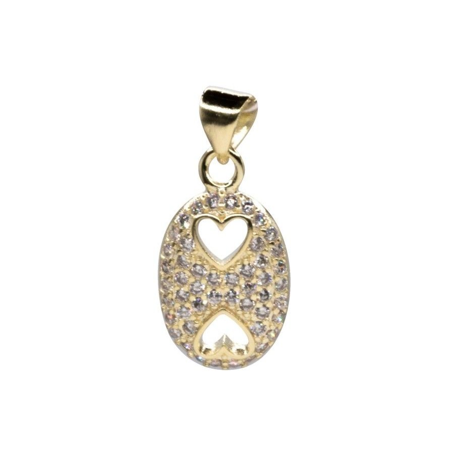 Joyas Enchapadas BLACK | Colgante Enchapado En Oro Placa Corazon Con Microcircones