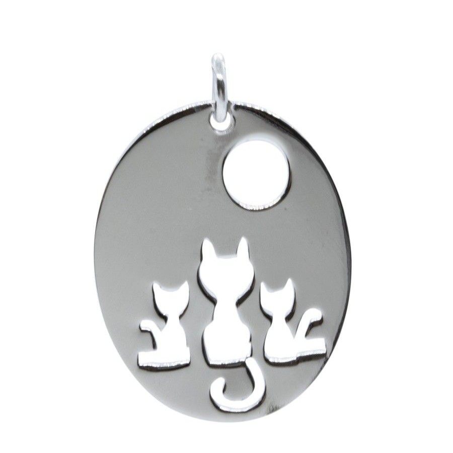 Joyas De Plata DistribuidoraDeJoyas.cl Colgante Plata Lisa | Colgante Gatitos