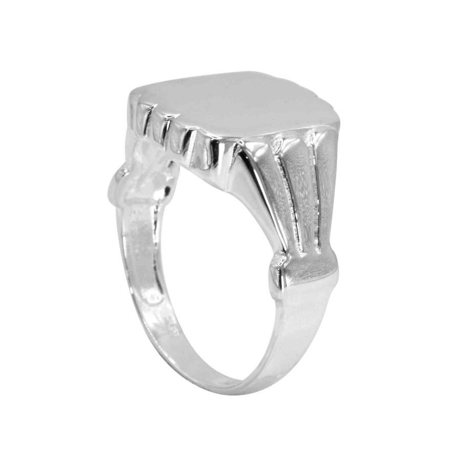 Joyas De Plata Marca DJOYAS Anillos Hombres | Anillo De Plata 925 Liso Con Relieves Laterales