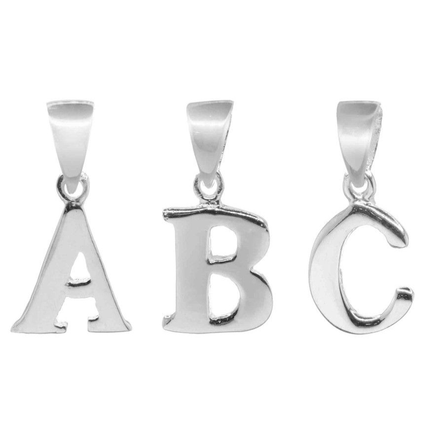 Joyas De Plata Marca DJOYAS Colgante Plata Lisa | Colgante De Plata 925 Modelo Serif Letras