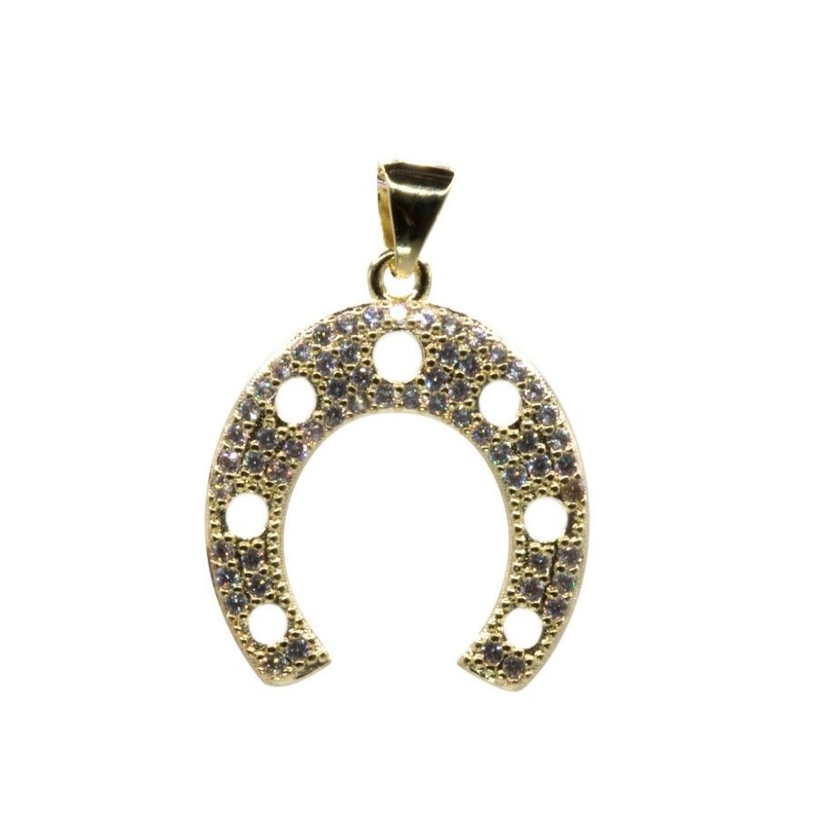 Joyas Enchapadas BLACK | Colgante Enchapado En Oro Herradura Con Circones