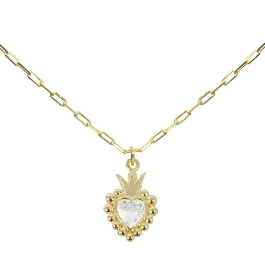 Joyas Enchapadas Marca DJOYAS | Collar Enchapado En Oro Corazon Con Gran Circon