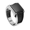 Joyas De Plata BLACK Anillos Hombres | Anillo De Plata 925 Grueso Con Placa Onix Y Circones Negro