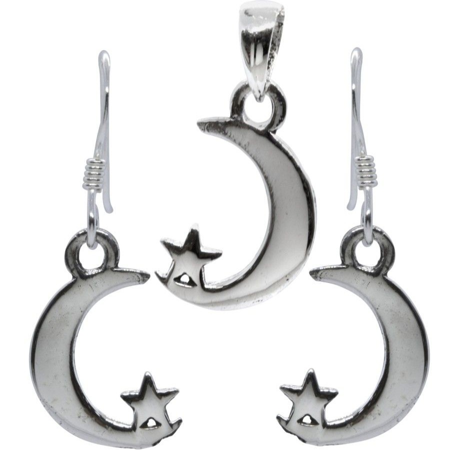 Joyas De Plata BLACK | Conjunto De Plata 925 Luna Y Estrellas