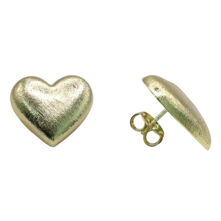 Joyas Enchapadas Marca DJOYAS Enchapado En Oro | Aros Enchapados En Oro Corazon Satinado