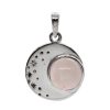 Joyas De Plata BLACK Colgante Piedra Natural | Colgante De Plata 925 Luna Con Piedra Cuarzo Rosa