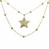 Joyas Enchapadas Navidad | Collar Enchapado En Oro Doble Cadena Con Estrella