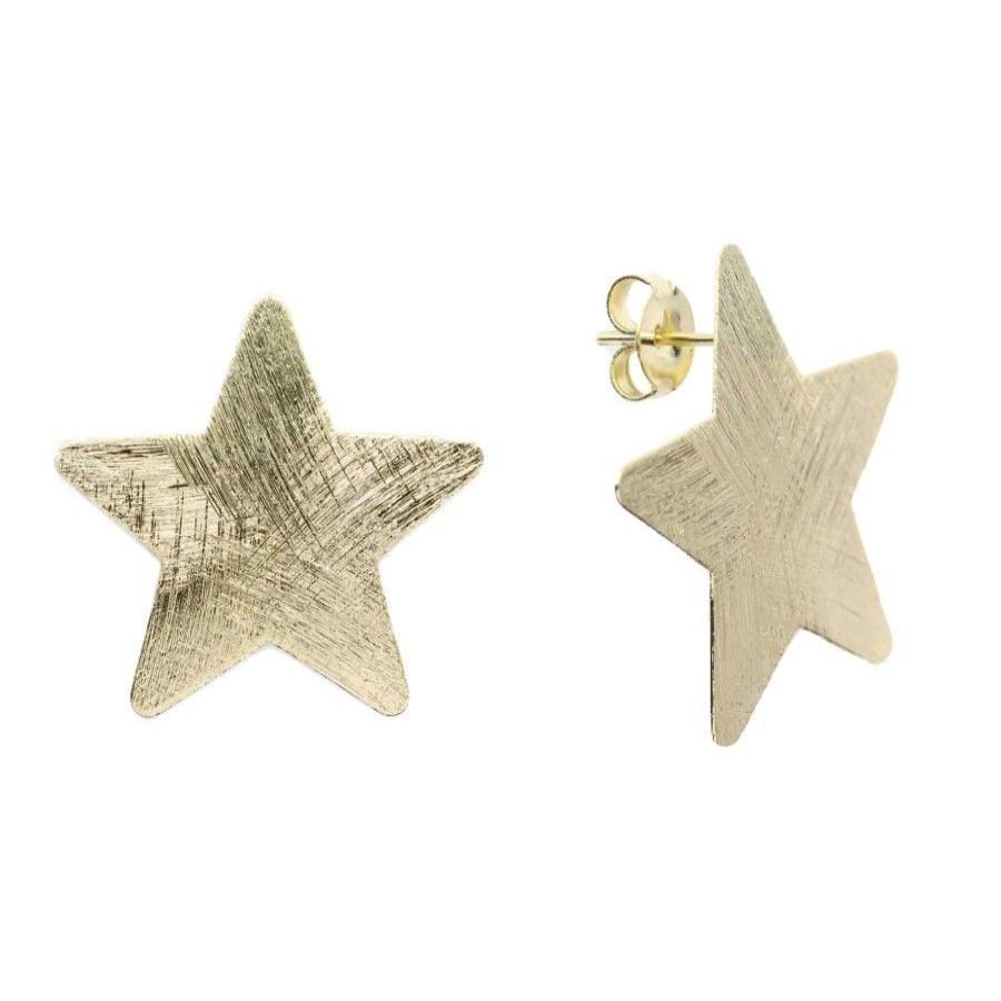 Joyas Enchapadas Marca DJOYAS Enchapado En Oro | Aros Enchapados En Oro Placas Estrellas Satinadas