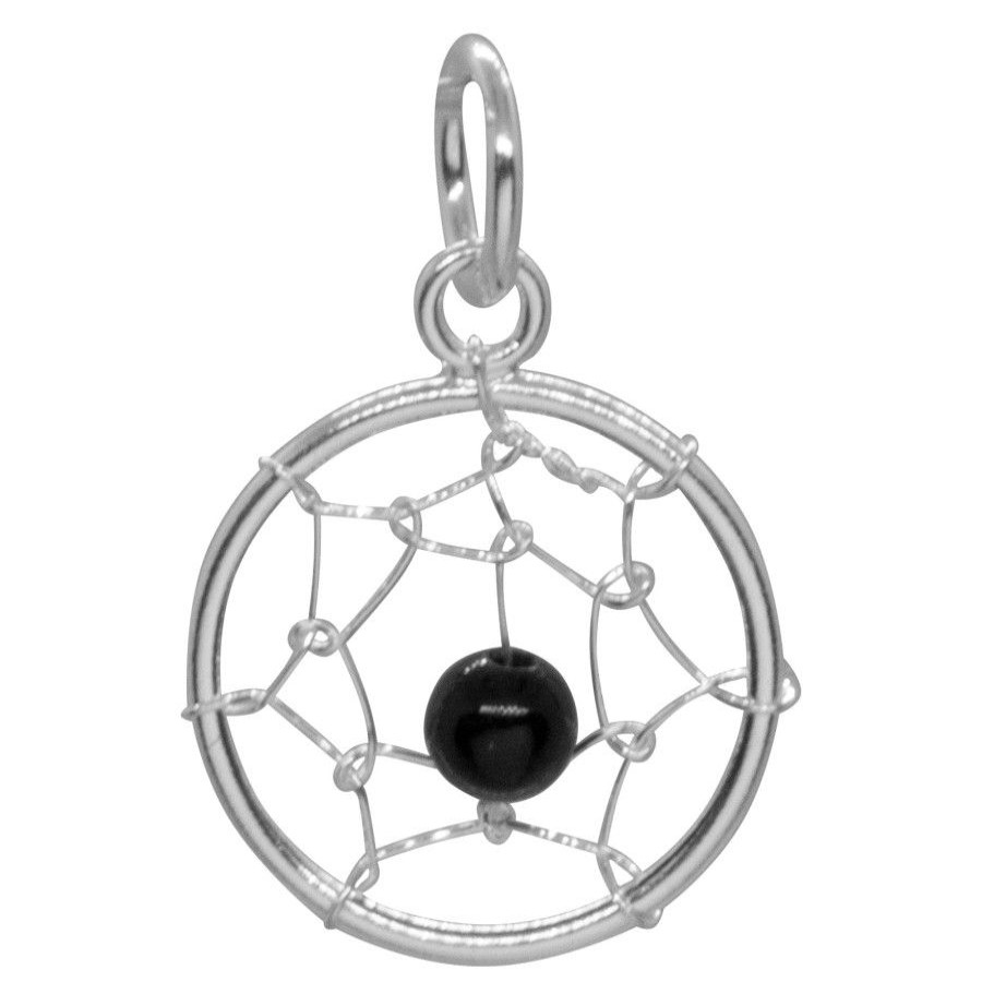 Joyas De Plata DistribuidoraDeJoyas.cl Colgante Plata Lisa | Colgante Telarana Con Piedra Onix