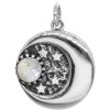 Joyas De Plata BLACK Colgante Piedra Natural | Colgante Luna Estrellada Con Piedra Luna