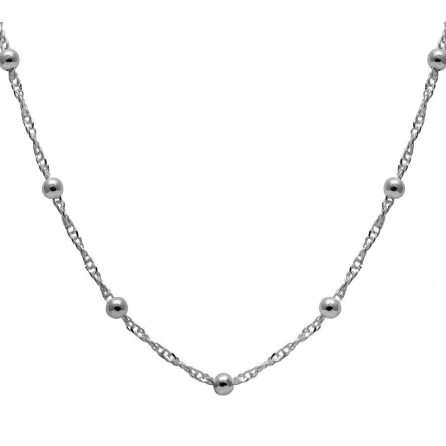 Joyas De Plata DistribuidoraDeJoyas.cl | Cadena De Plata 925 Singapur Con Esferas 45Cm