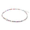 Joyas De Plata Marca DJOYAS | Tobillera De Plata 925 Combinacion Agatas De Colores Con Esferas Y Pequeno Corazon