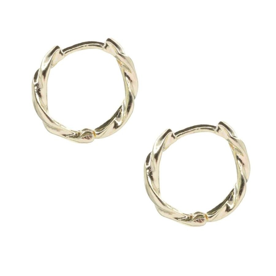 Joyas Enchapadas Marca DJOYAS Enchapado En Oro | Aros Enchapados En Oro Mini Argollas Prensadas 12 Mm