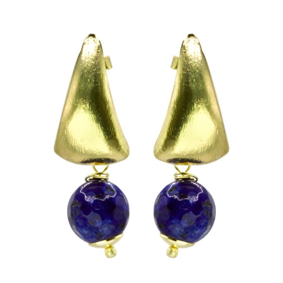 Joyas Enchapadas BLACK Enchapado En Oro | Aros Enchapados En Oro Esferas Lapislazuli