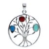 Joyas De Plata BLACK Colgantes Lapidado | Colgante Arbol Con Piedras