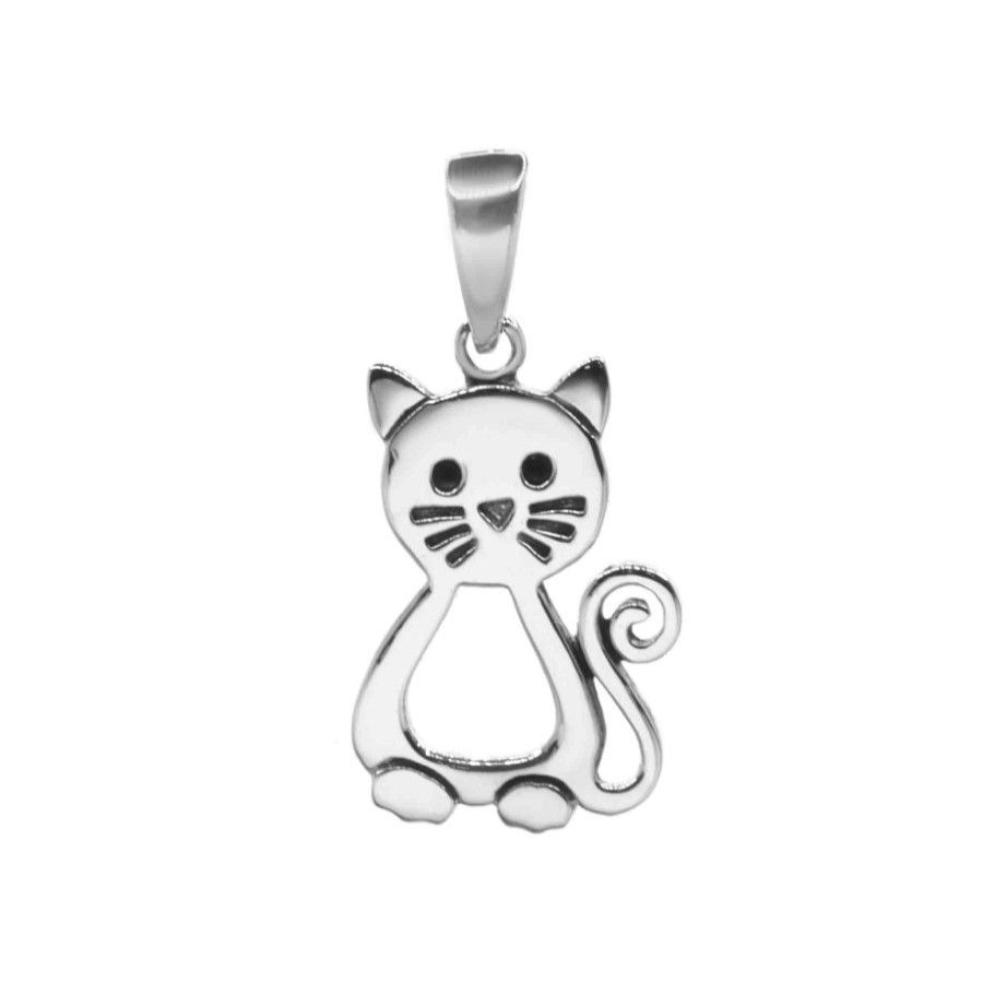 Joyas De Plata Marca DJOYAS Colgante Plata Lisa | Colgante De Plata 925 Modelo El Buen Gatini