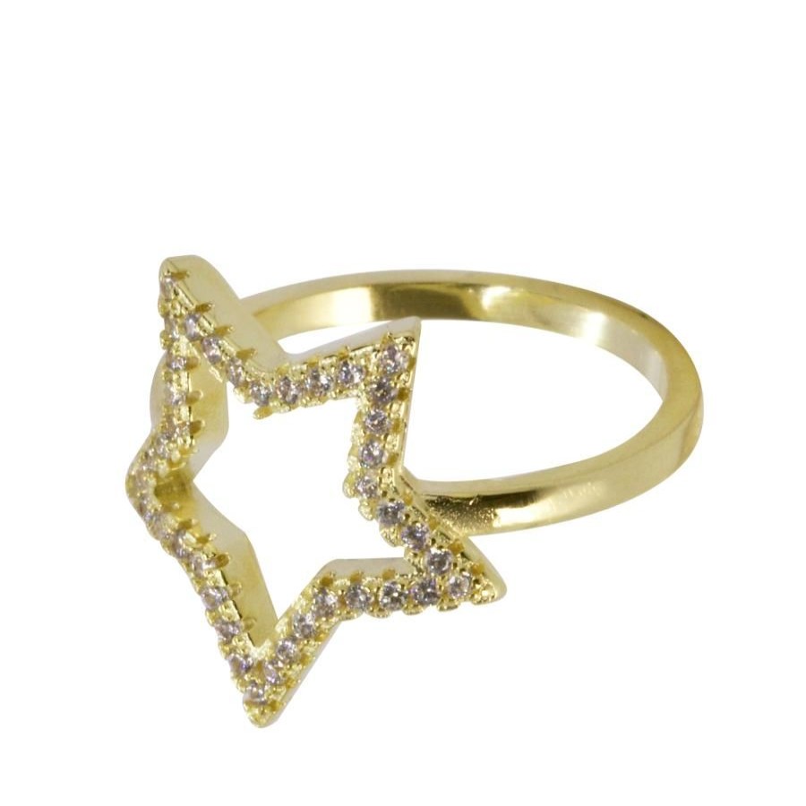 Joyas Enchapadas BLACK | Anillo Enchapado En Oro Estrellas Con Circones