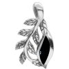 Joyas De Plata BLACK Colgantes Lapidado | Colgante Hojas Piedra Onix