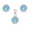 Joyas De Plata Marca DJOYAS | Conjunto De Plata 925 Strass Con Circon Celeste