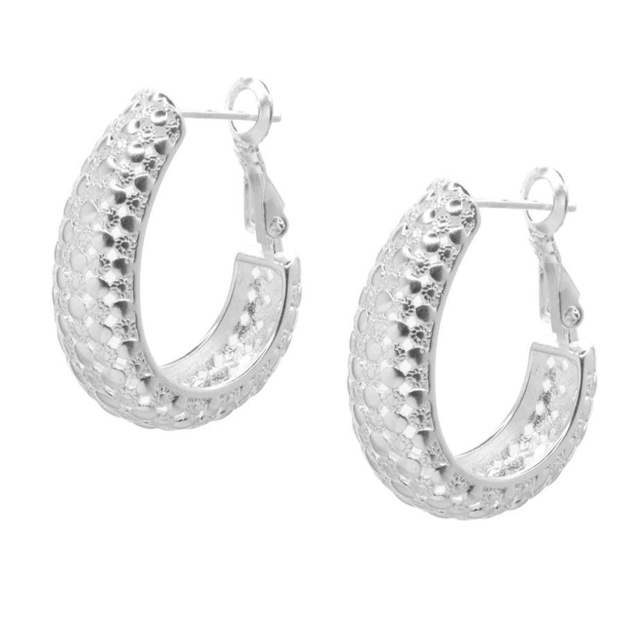 Joyas Enchapadas Marca DJOYAS Enchapado En Plata | Aros Enchapados En Plata Argollas Ovaladas Con Textura