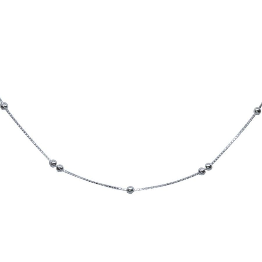 Joyas De Plata Marca DJOYAS | Cadena De Plata 925 Veneciana Con Esferas 40 Cm