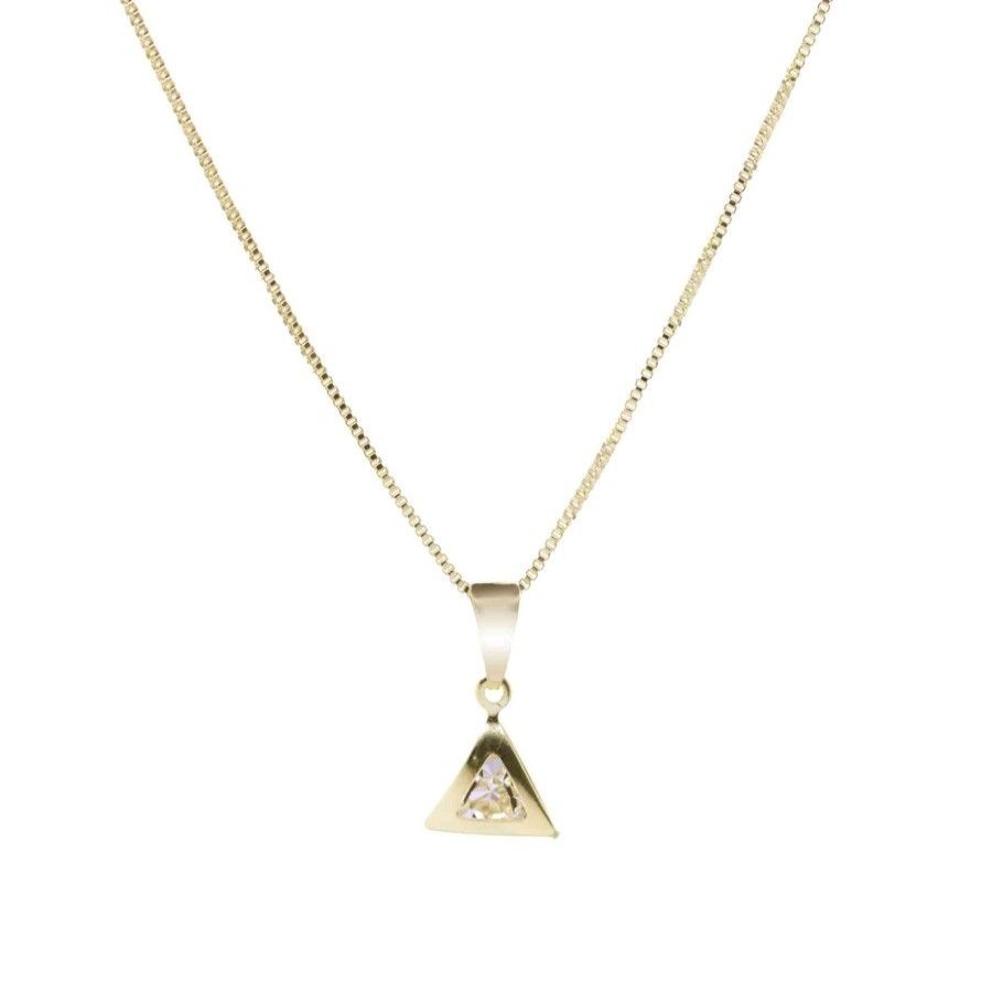 Joyas Enchapadas Marca DJOYAS | Collar Enchapado En Oro Triangulo Con Circon