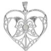 Joyas De Plata Marca DJOYAS Colgante Piedra Natural | Colgante De Plata 925 Corazon Mariposa Con Piedra Luna