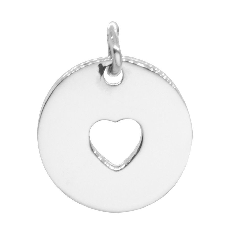 Joyas De Plata Marca DJOYAS Colgante Plata Lisa | Colgante Placa Silueta Corazon