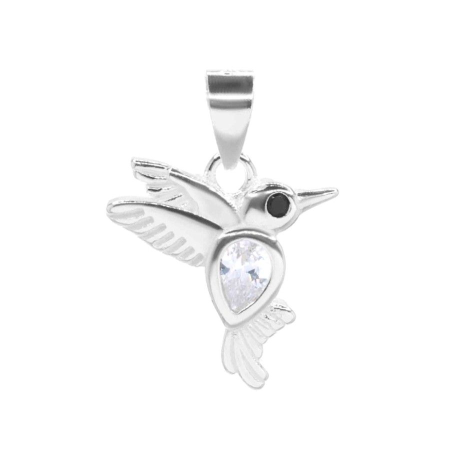 Joyas De Plata Navidad Colgante Circon | Colgante De Plata 925 Colibri Con Circon