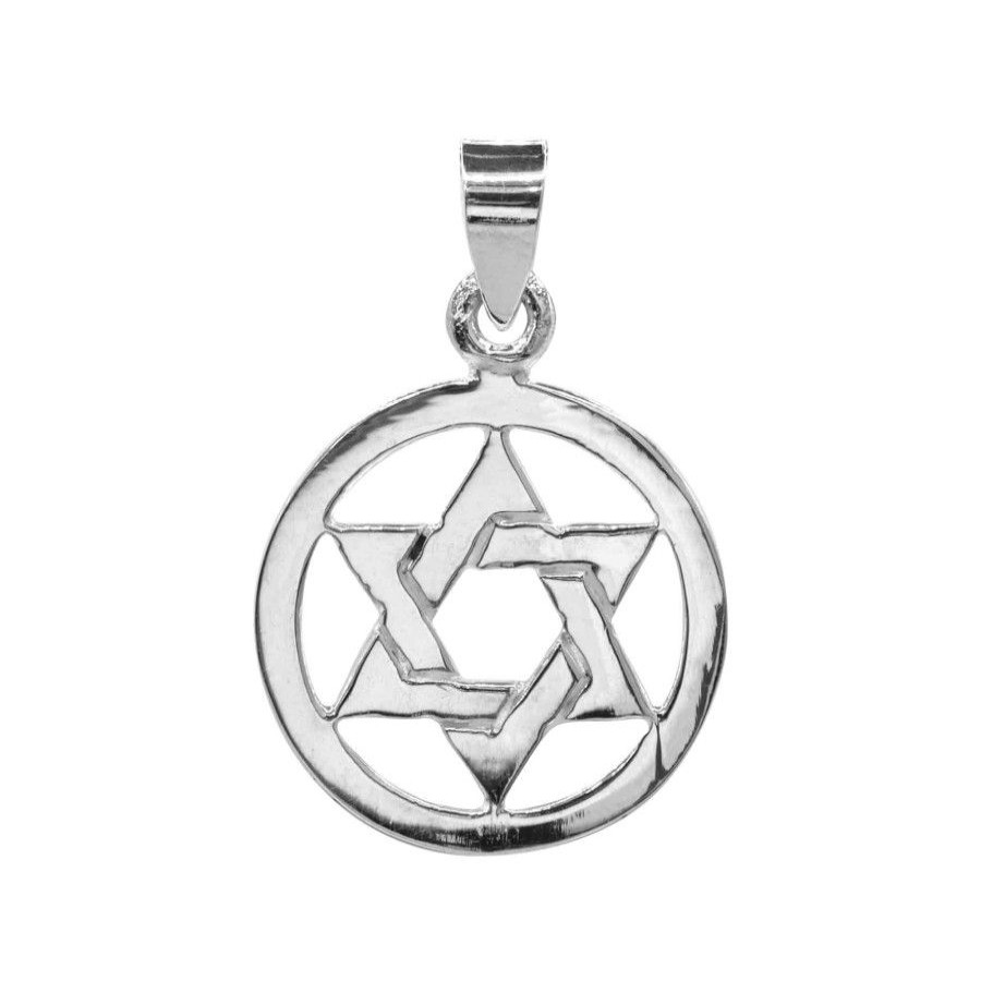 Joyas De Plata Marca DJOYAS Colgantes De Placa | Colgante De Plata 925 Medallon Magen David