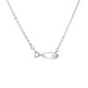 Joyas De Plata Marca DJOYAS Collares Con Circon | Collar De Plata 925 Ichtus Con Pequeno Circon