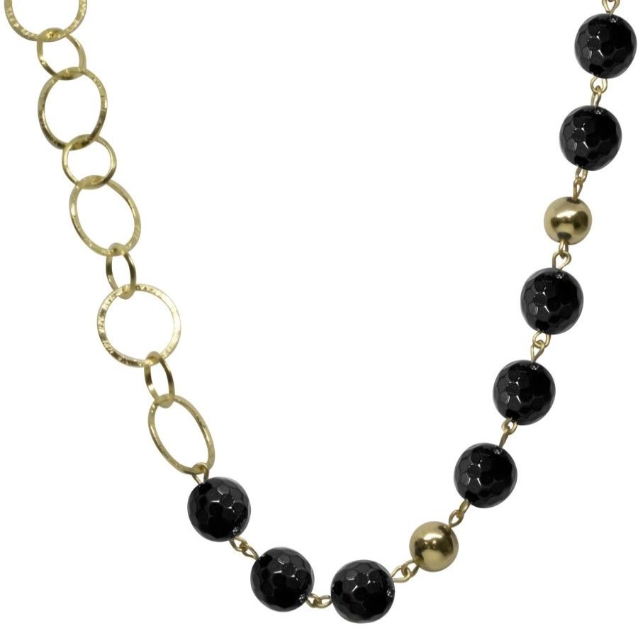 Joyas Enchapadas BLACK | Collar Enchapado En Oro Con Agatas Negras